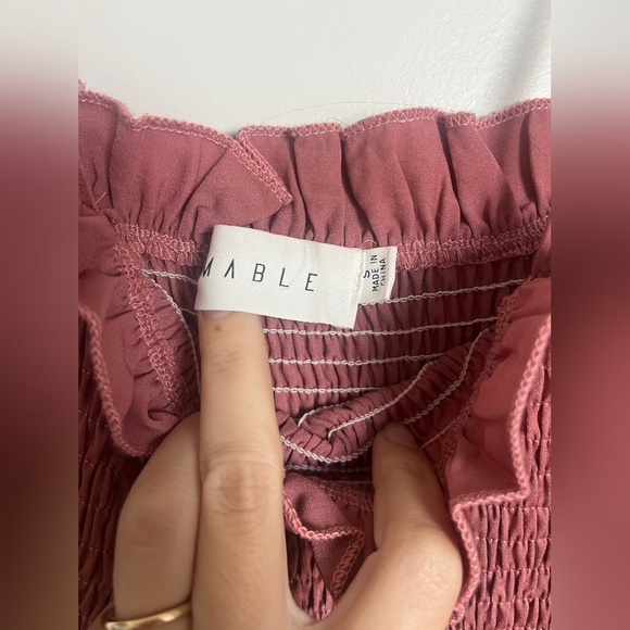 Mauve Satin Smocked fitted maternity dress small - Picture 6 of 6